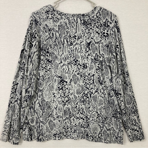 Chico's Black White Round Neck Ultra Soft Stretch Long Sleeve Top Large - Picture 7 of 8